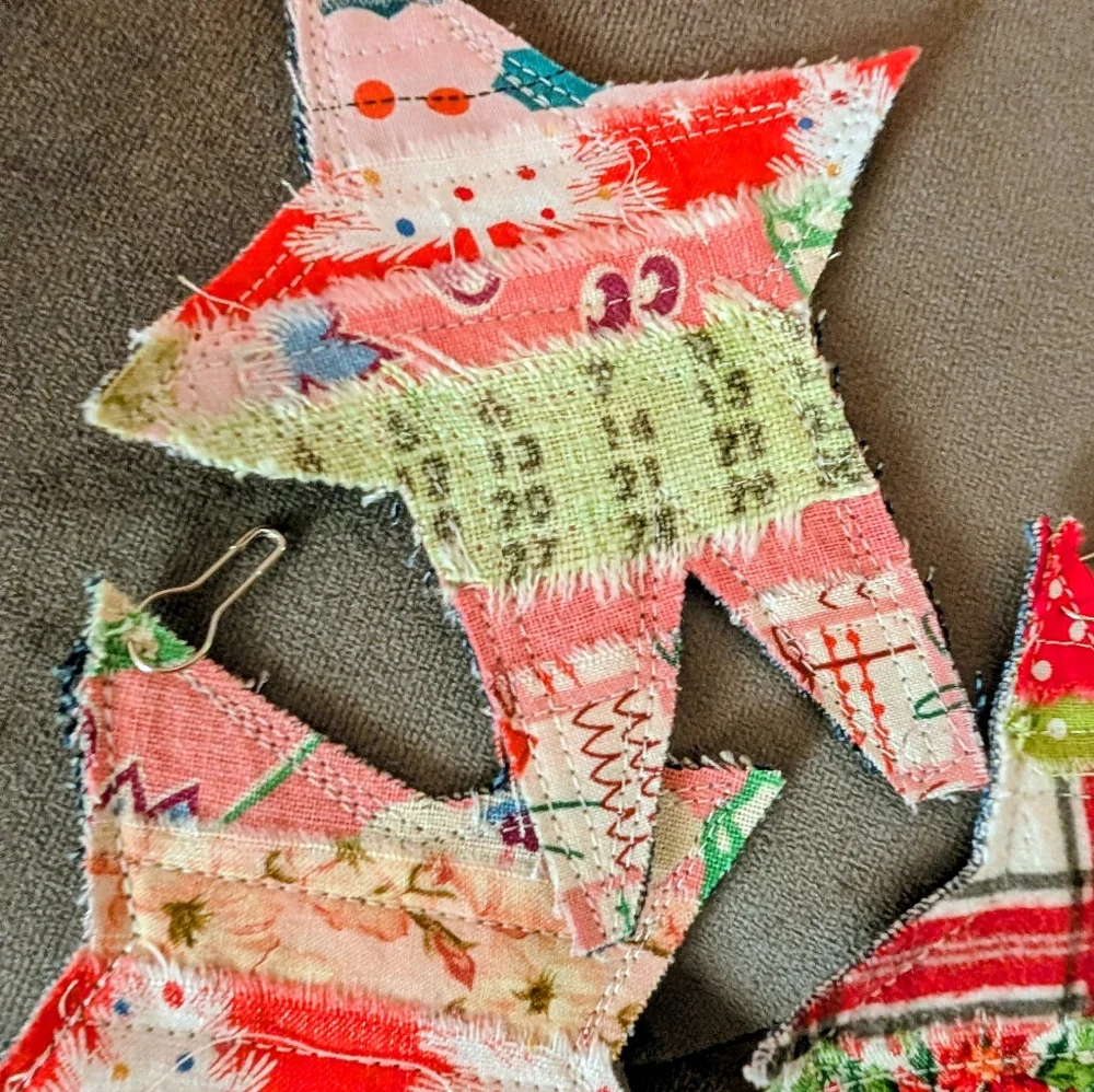 Fabric Star lot, scrappy fabric stars for art projects HANDMADE ITEM - Picture 4 of 6